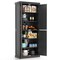 Black MDF Metal Kitchen Pantry Cabinet with 6 Tiers and Adjustable Shelves